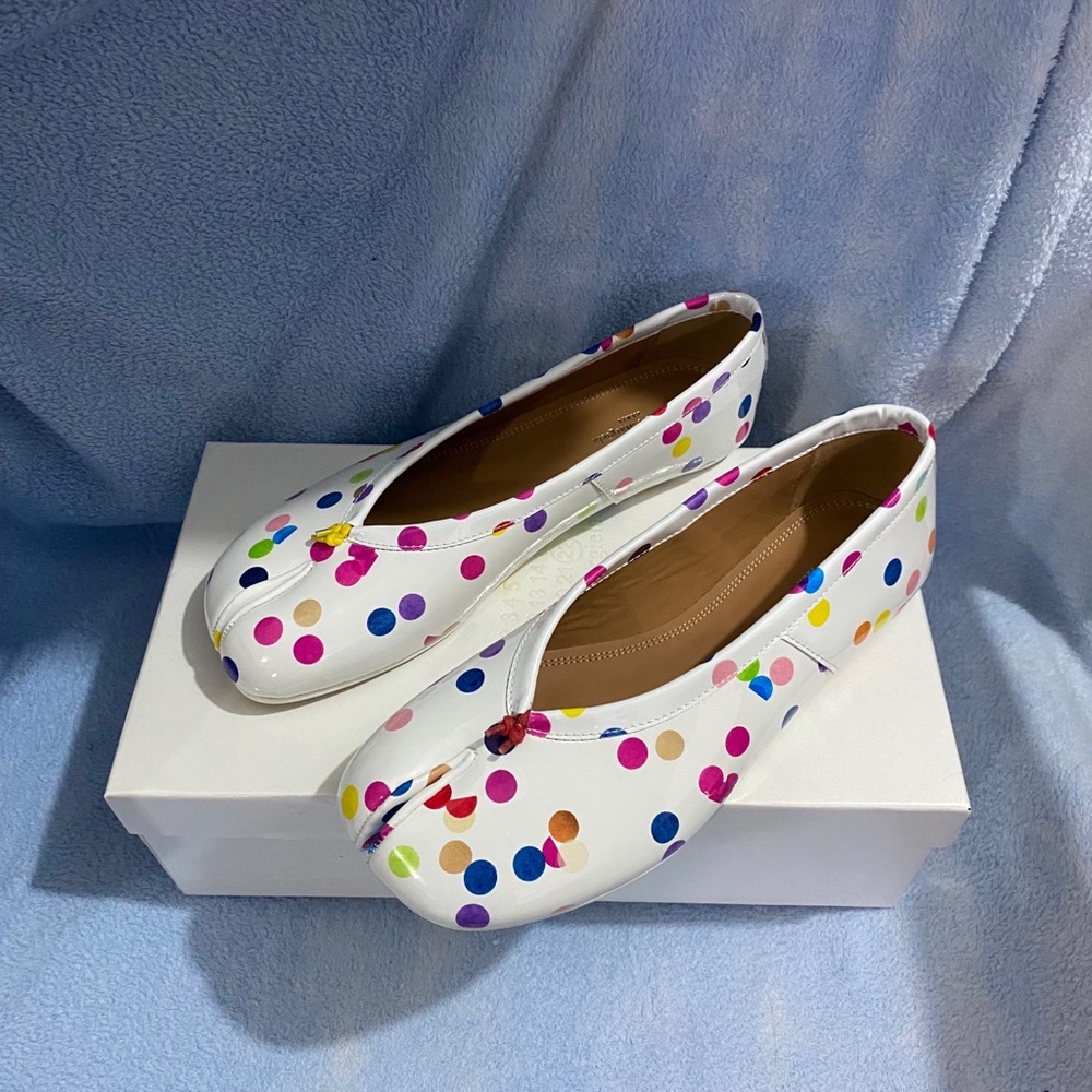 Maison Martin Margiela White Multicolor Polka Dot Tabi Ballet Flats - Picture 5 of 9